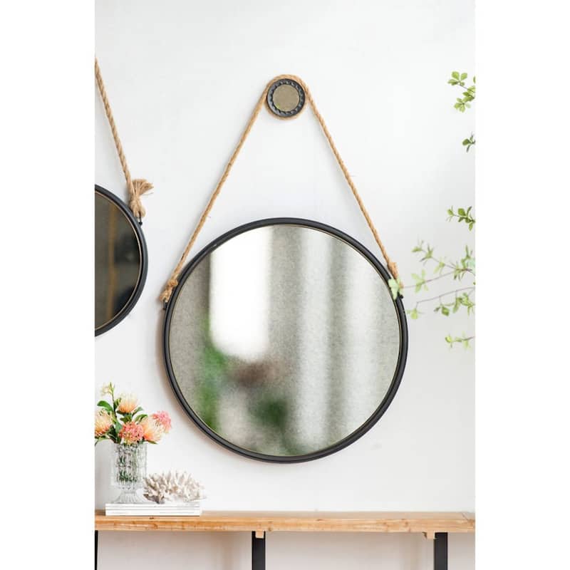Cleveland Rope Strap Wall Hanging Mirror with Hanger - 29.5"
