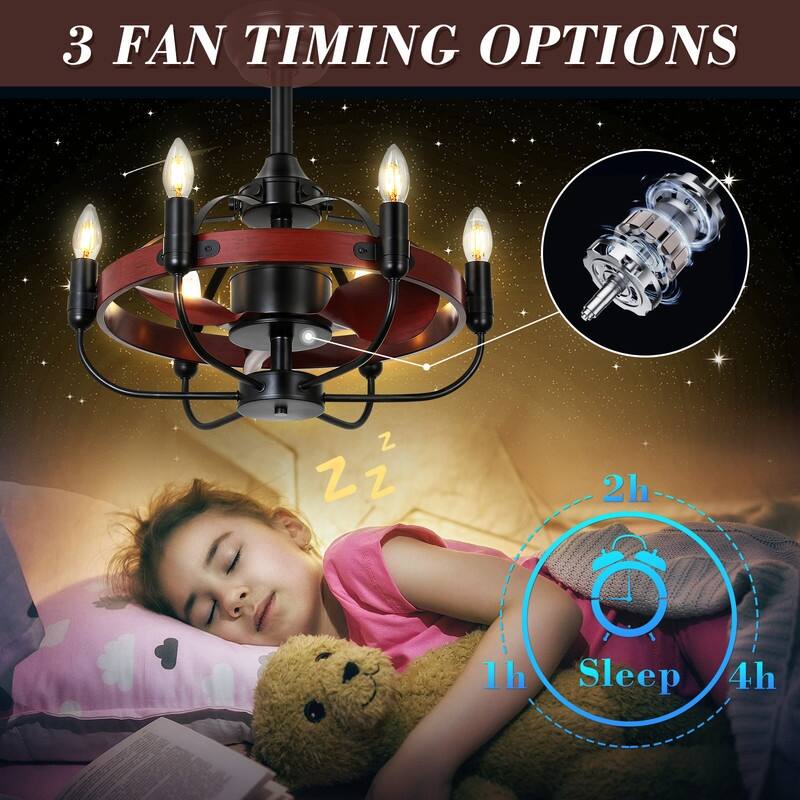Farmhouse Modern Black LED Dimmable Ceiling Fan with Light and Remote Control 3 ABS Blades DC Motor for Bedroom Living Room