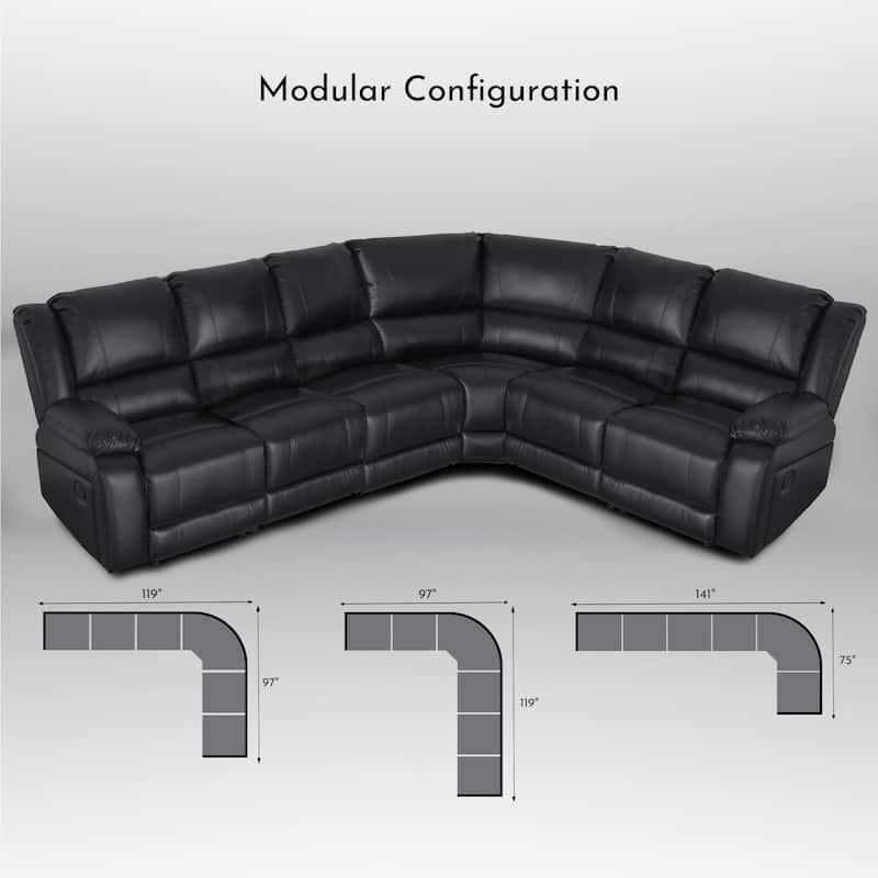 119''W Faux Leather 6-Seat Large Manual Reclining Sectional Sofa