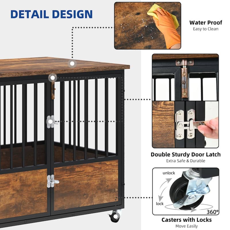 Moasis Industrial Heavy Duty Dog Crate Kennel with 2 Doors