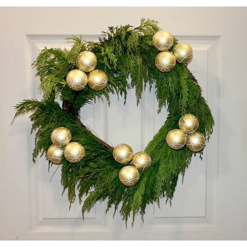 60mm Christmas Shatterproof Painted Plastic Ball x 3 on a Pick, Gold, Set of 12 - 9