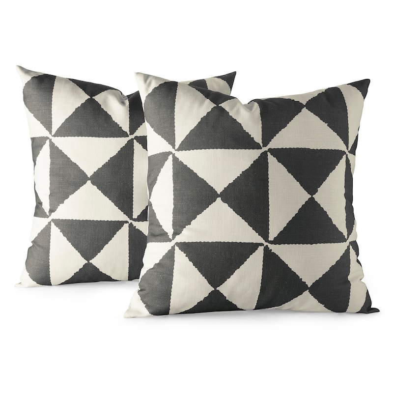 Exclusive Fabrics Printed Cotton Throw Pillow Covers 18 X 18 - Textured Decorative Pillow Covers (Set of 2)