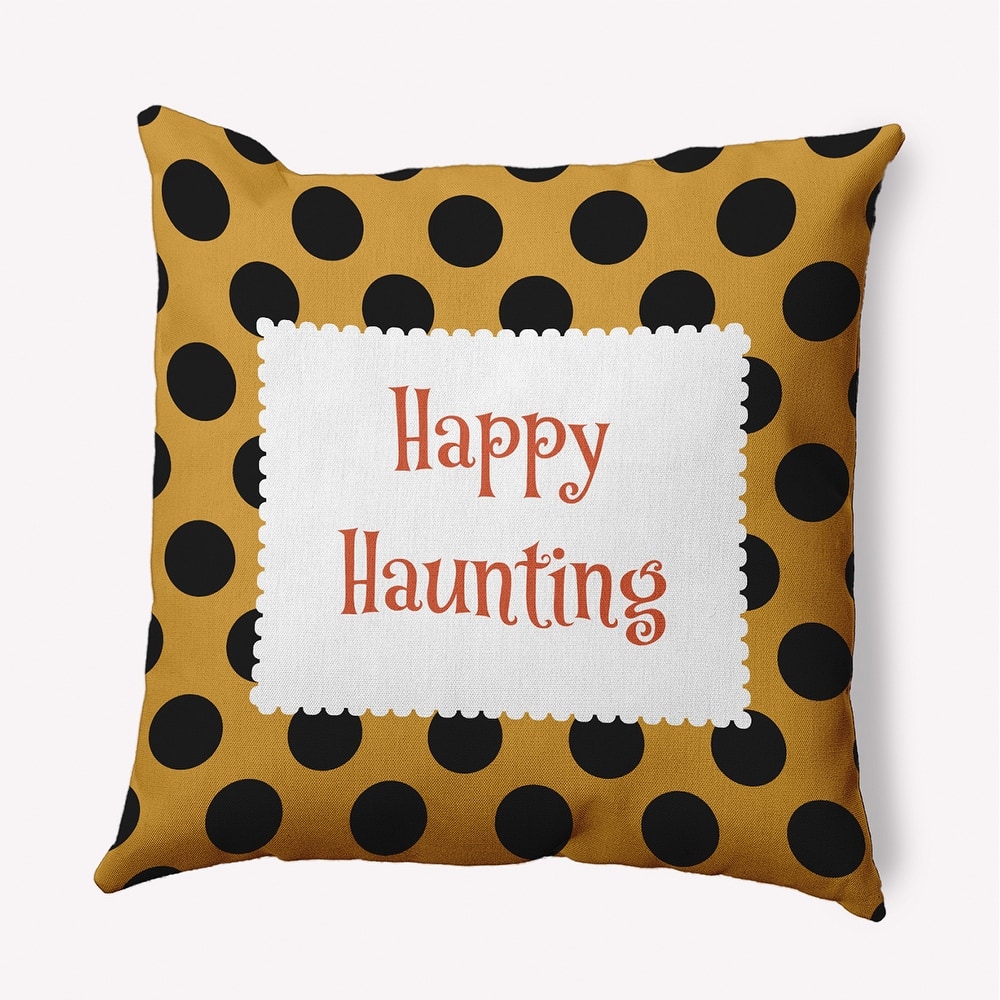 Halloween Happy Haunting Dots Accent Pillow