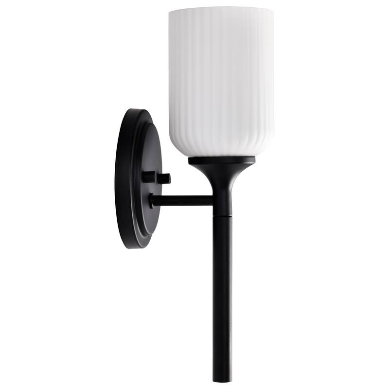 Solara 1 Light Wall Sconce Matte Black Finish Frosted Ribbed Glass - Matte Black