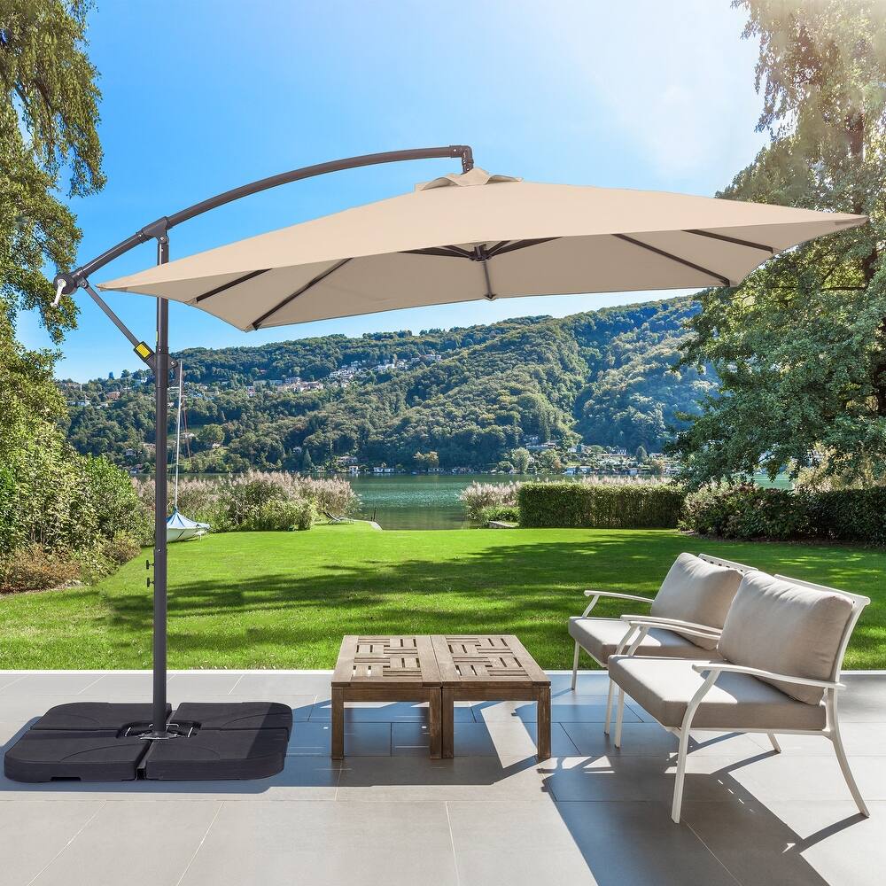 BONOSUKI 8.2Ft Outdoor Offset Umbrella w/Steel Frame,Angle Adjustment