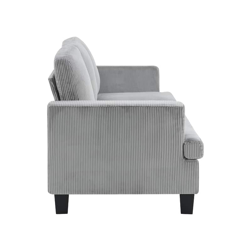 HomeRoots 84" Gray Corduroy Sofa