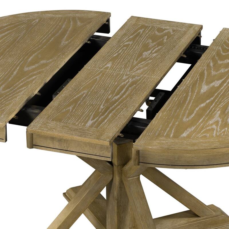 Functional Retro Extendable Solid Wood Dining Table with a 12" Leaf