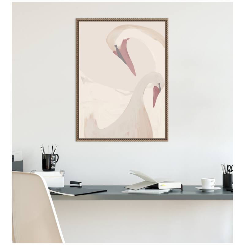 Kate and Laurel Swans Swimming by Alicia Abla Framed Canvas Wall Art Print