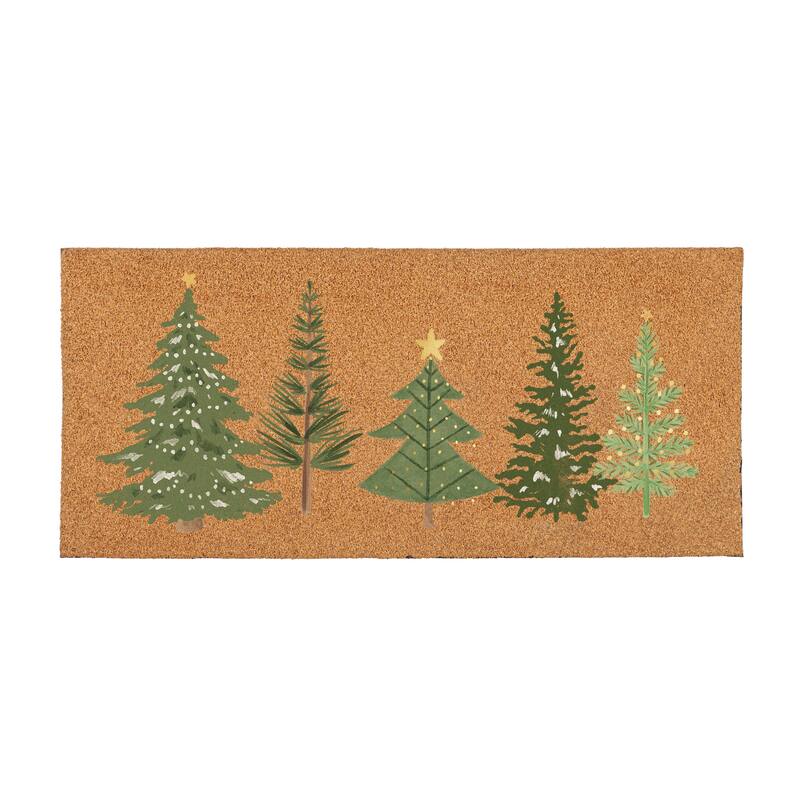 Christmas Trees Flocked Coir Sassafras Mat - 22" x 10"