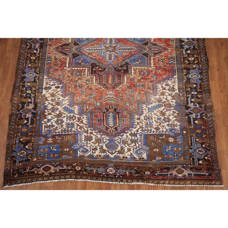 Hand Knotted Oriental 100% Wool Carpet Traditional Medallion Red Heriz Area Rug - 10' 1'' X 7' 5''