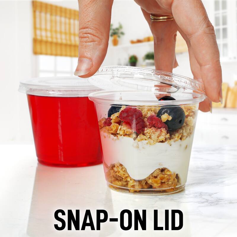 Zulay Kitchen Plastic Portion Cup Condiment Container with Lids by Simple Craft
