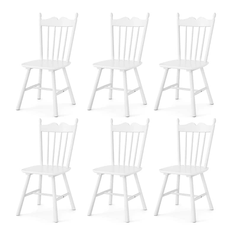 Set of 6 Farmhouse Wooden Kitchen Chairs - N/A