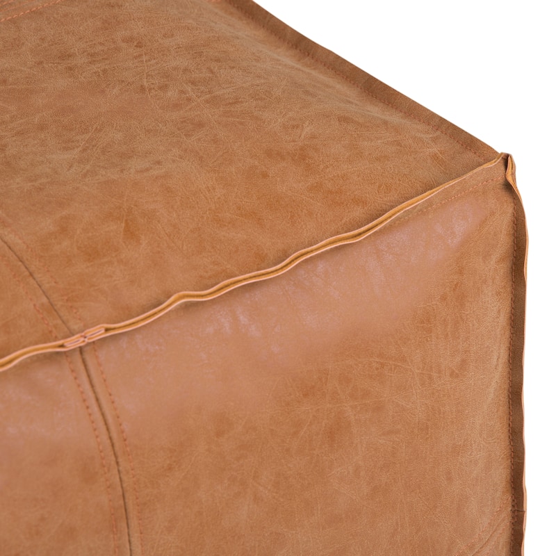 WYNDENHALL Wendal Boho Square Pouf in Faux Leather