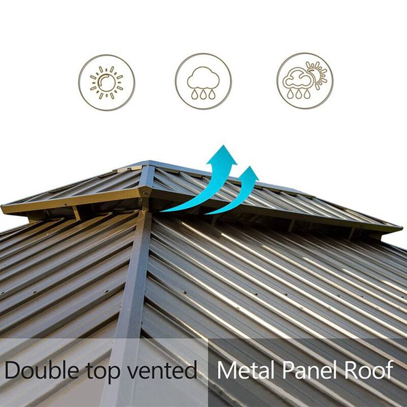 Outdoor Steel Gazebo Galvanized Steel Roof Aluminum Post Hardtop Gazebo