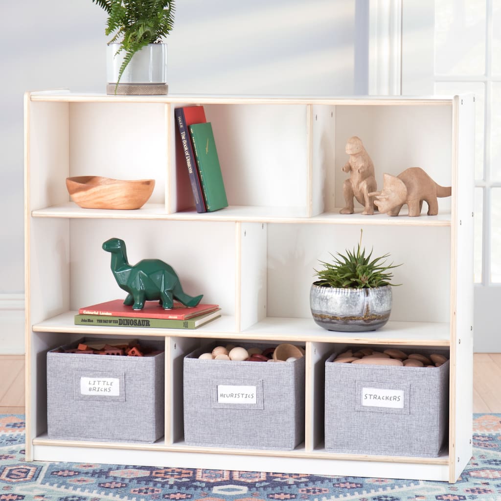 Guidecraft EdQ Essentials Three Shelf 8 Compartment Storage 36"