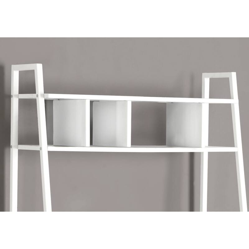 Modern Computer Desk with Storage - Home Office Desk, White Finish, Metal & Laminate Frame