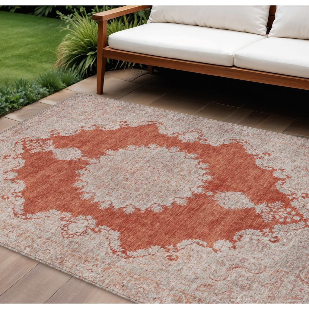 HomeRoots Oriental Traditional Rectangle Outdoor Rug