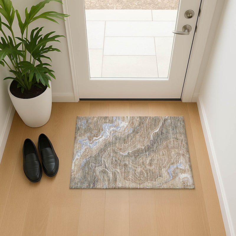 Premium Washable Super Soft Abstract Mayfield Rug - Taupe - 1'8" x 2'6"