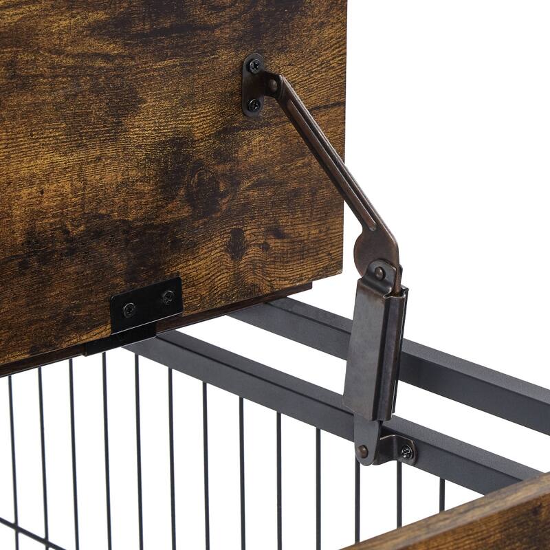 Wooden Dog Cage Crate Dog House with Double Doors on Casters