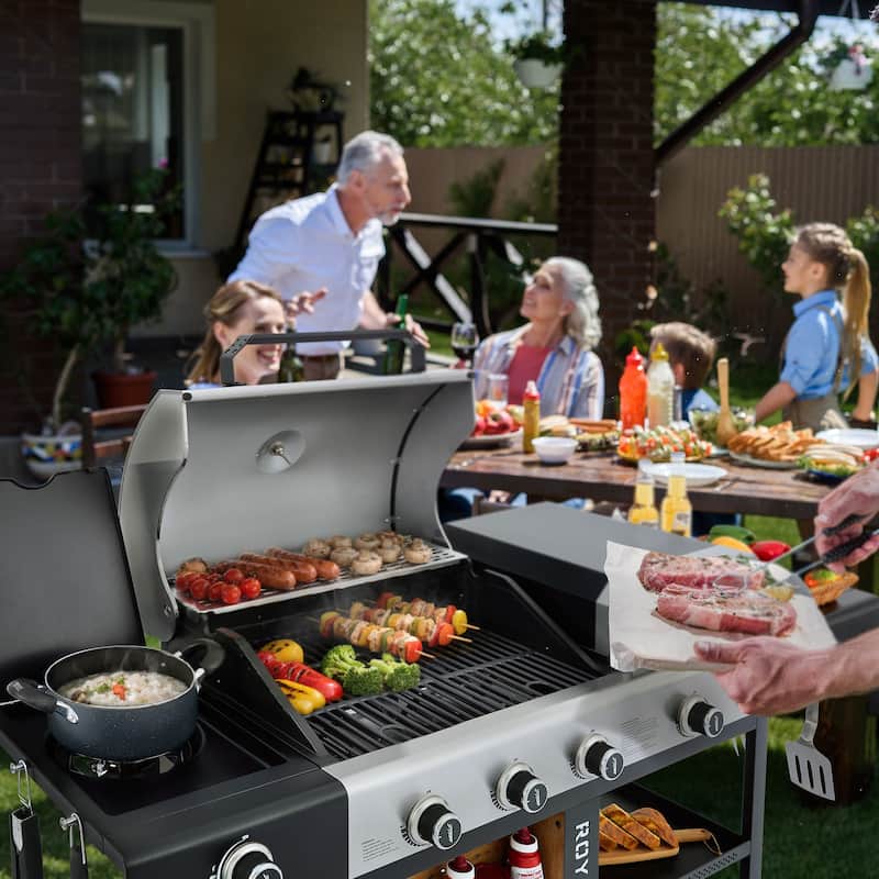 Royal Gourmet Premium Gas Grill and Pizza Oven Combo with Side Burner