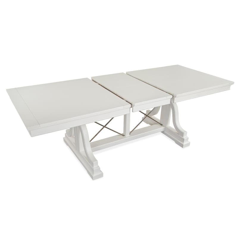 Magnussen Home Heron Cove Chalk White And Dovetail Grey Extendable Trestle Dining Table - 38''W x 72''D x 30''H
