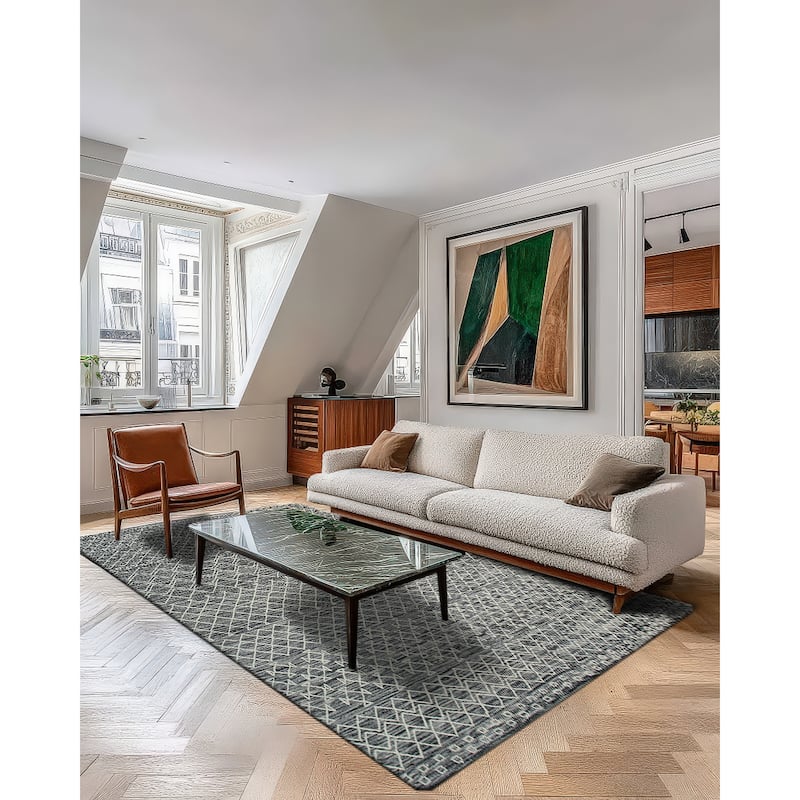 Black Contemporary Geometric Punja Kilim Area Rug - Elegant and Timeless Design