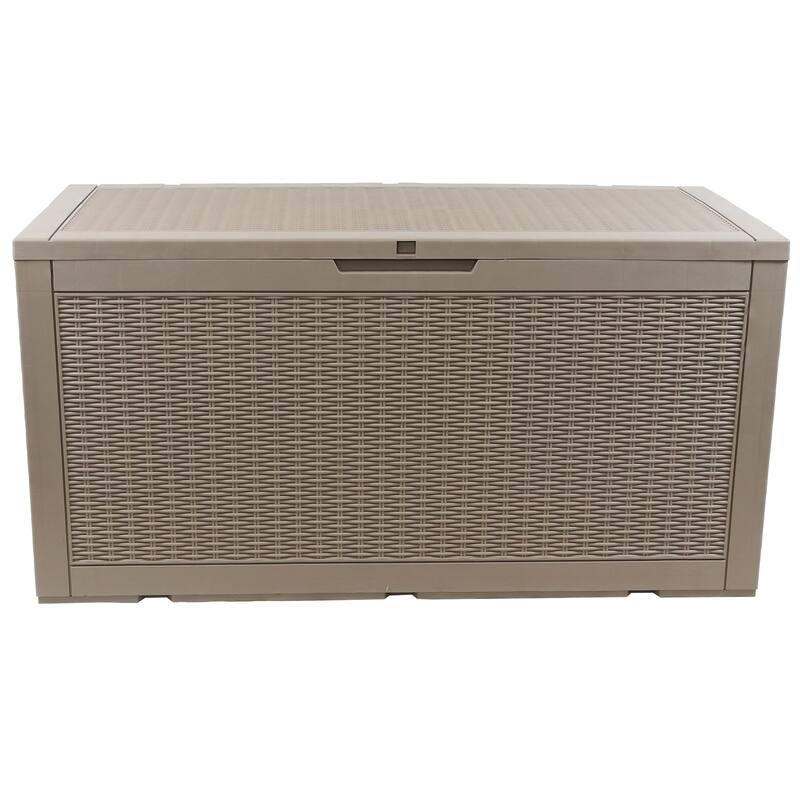 Sunnydaze Faux Rattan Outdoor Lockable Deck Storage Box - 100-Gal.