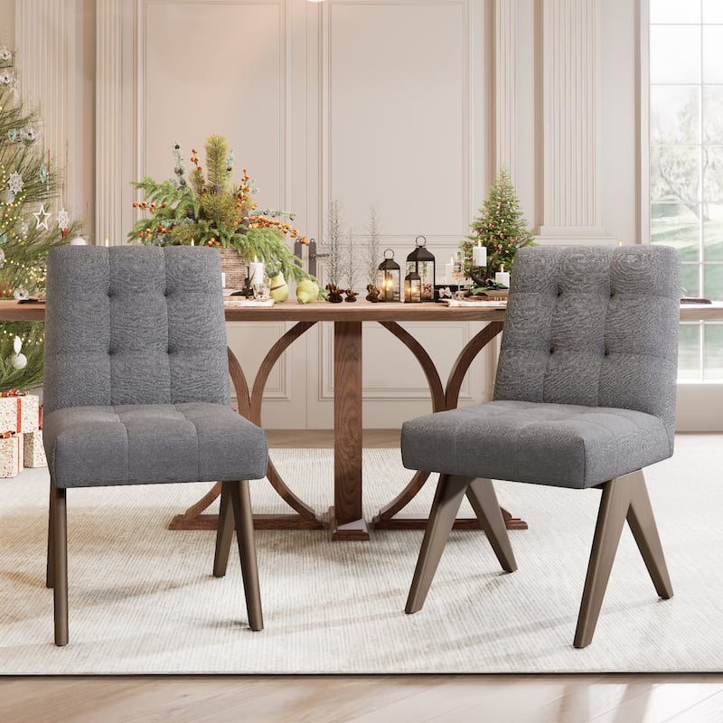 Mid Century Modern Dining Chair Set of 2 - Light Gray