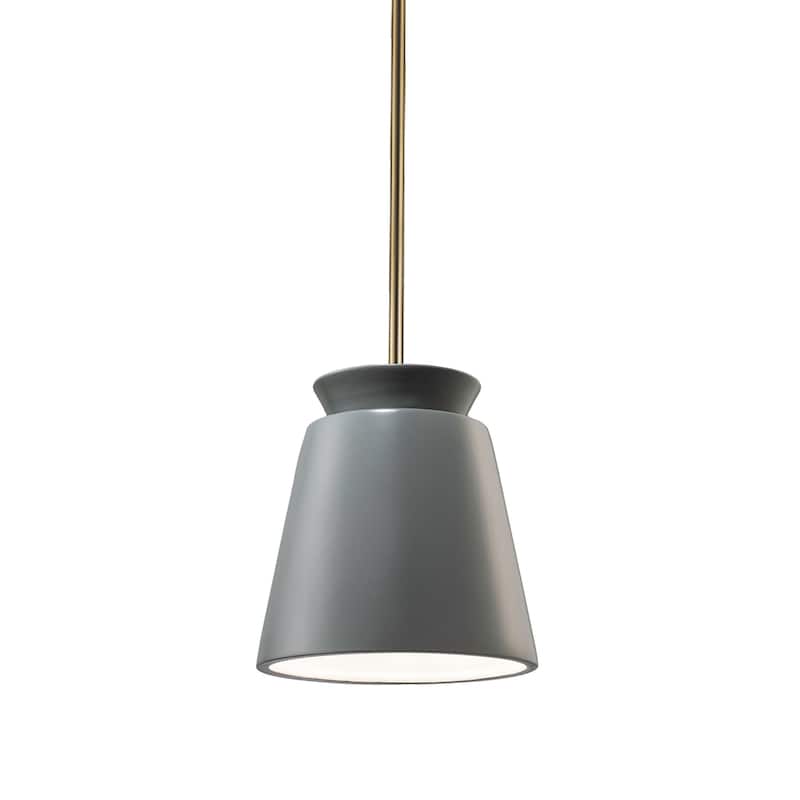 Justice Design Group Small Trapezoid Pendant - Rigid Stem - Antique Brass/Pewter Green