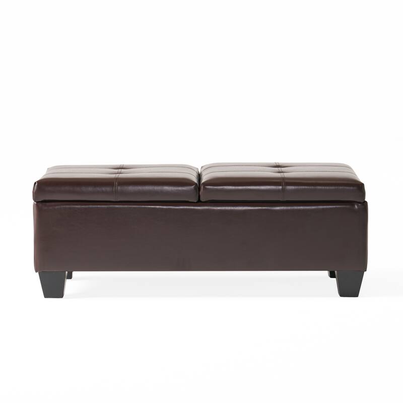 Practical Leather Ottoman Bench Window Bench, Corridor Bench with Double Open Top, Padded Seat for Mudroom