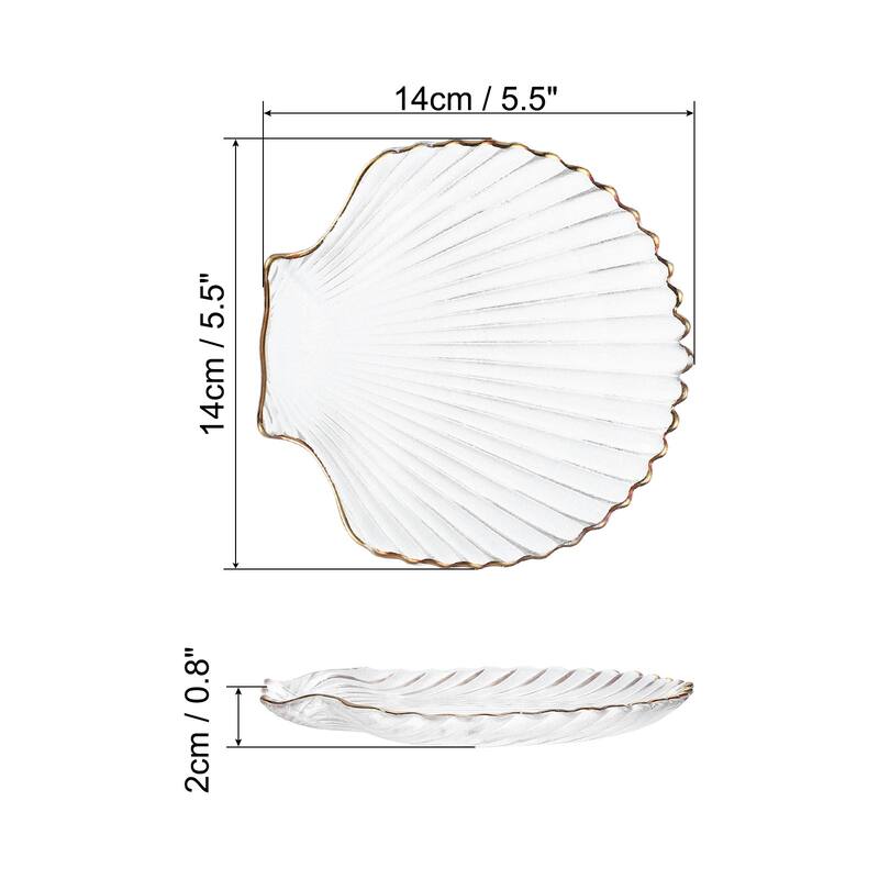 Sea Shell Jewelry Tray, Glass Trinket Dish Ring Holders, Clear - Clear