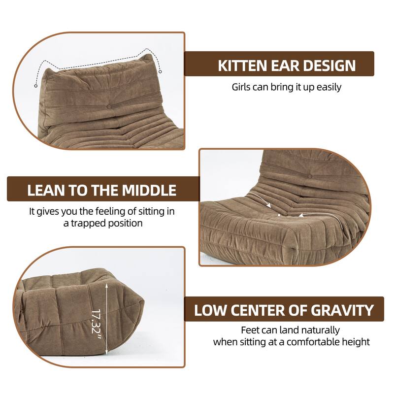 Ergonomic Design Stable Bean Bag Sofa,Armless Floor sofa Bean Bag Chair for Adults Fireside Bean Bag Lounger Memory Foam Chair