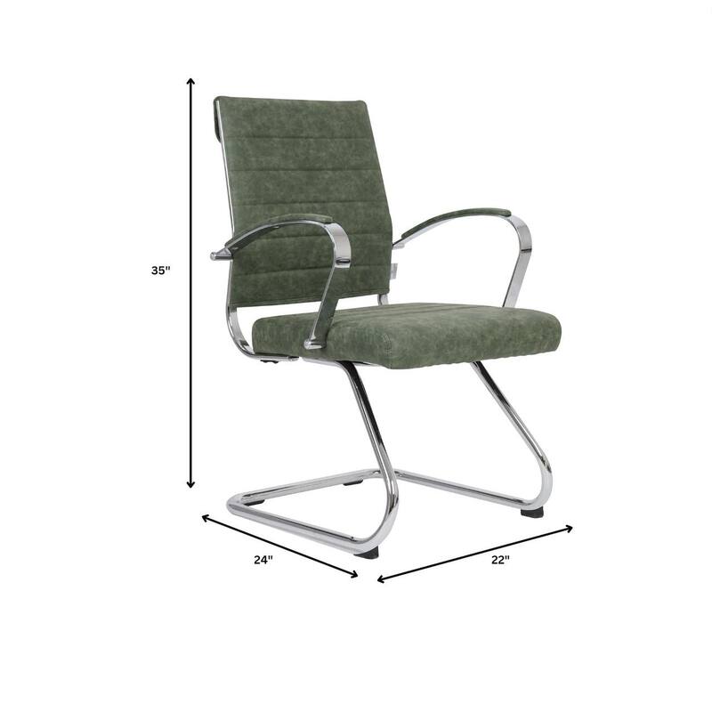 Benmar Series Mid Back Modern Leather Office Executive Desk Chair, Ergonomic Seating with Stainless Steel Sled Base