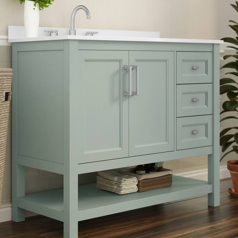 Bathroom Vanity with Sink, Open Storage, and Storage Drawers