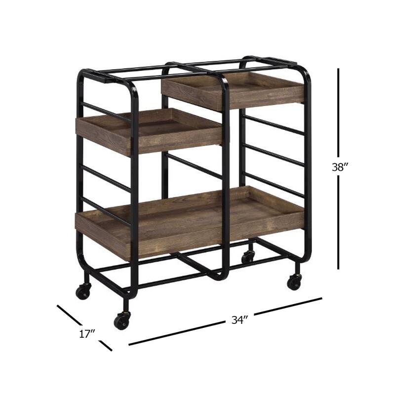 ACME Vorrik Serving Cart in Black & Walnut