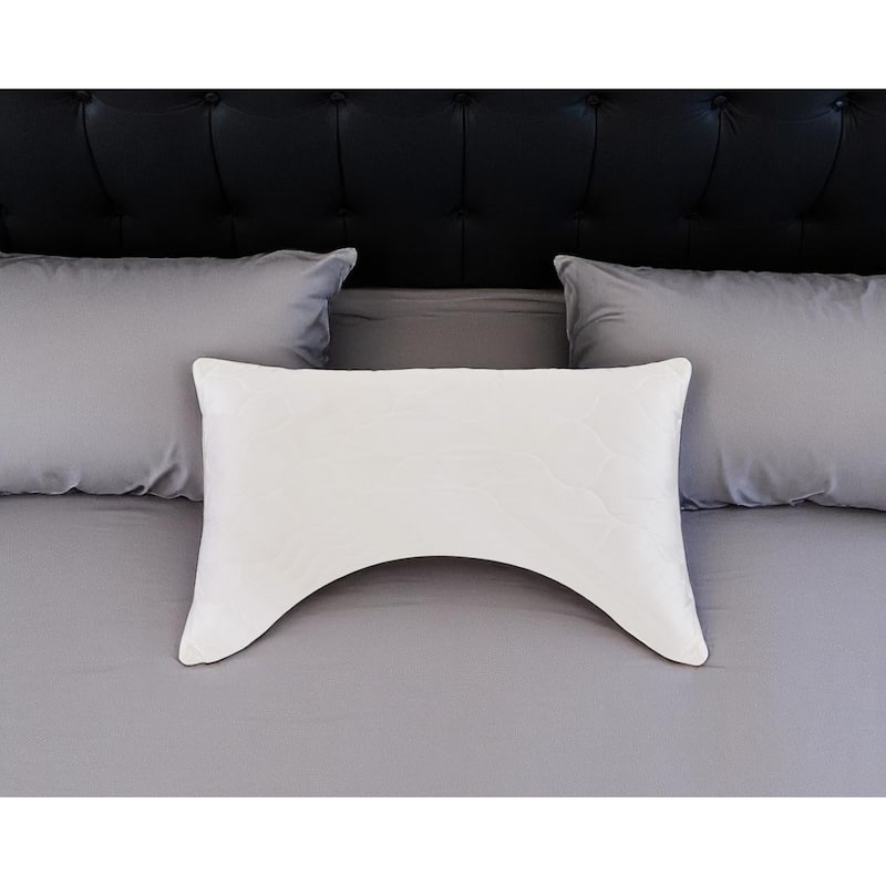 HomeRoots Cotton Wool Hypoallergenic Ergonomic Standard Size Bed Pillow - Ivory - Soft - Standard
