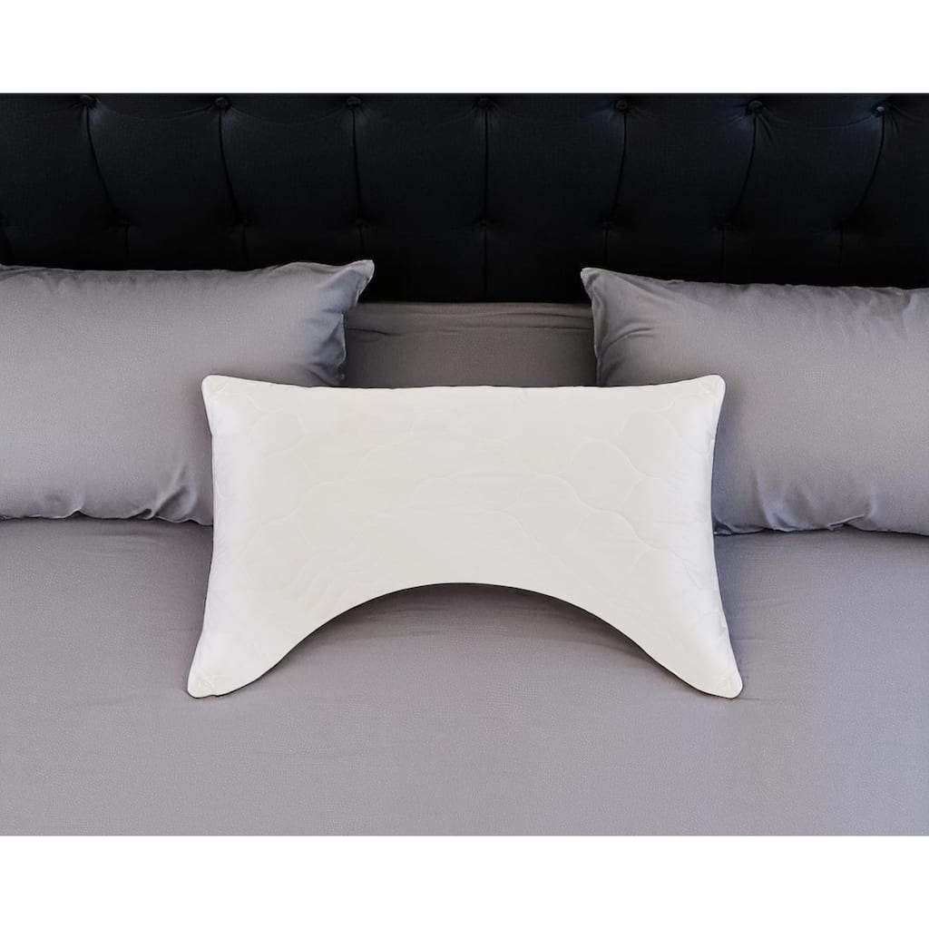 HomeRoots Cotton Wool Hypoallergenic Ergonomic Standard Size Bed Pillow - Ivory