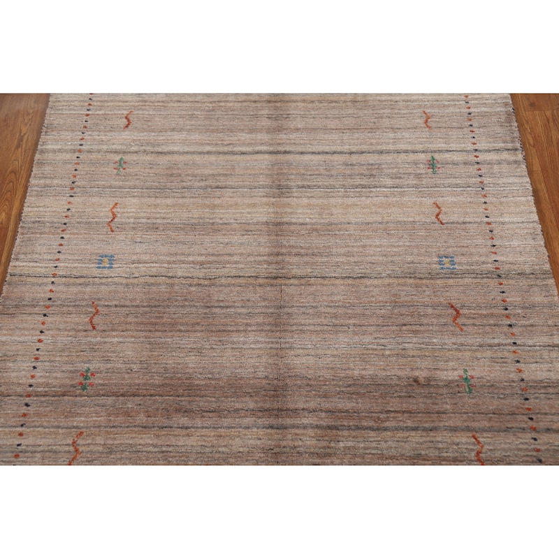 Tribal Gabbeh Indian Rug Hand-Knotted Multi-Color Wool Carpet - 3'10" x 5'8"