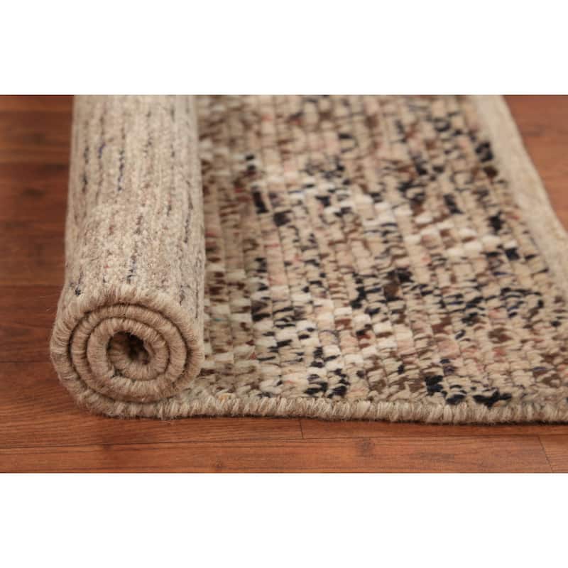 Moroccan Oriental Foyer Rug Handmade Beige Wool Carpet - 2'0"x 3'0"
