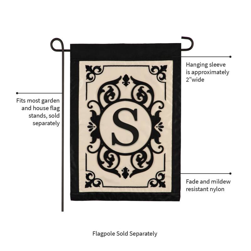 12.5 in. x 18 in. Cambridge Monogram Garden Applique Flag Letter S