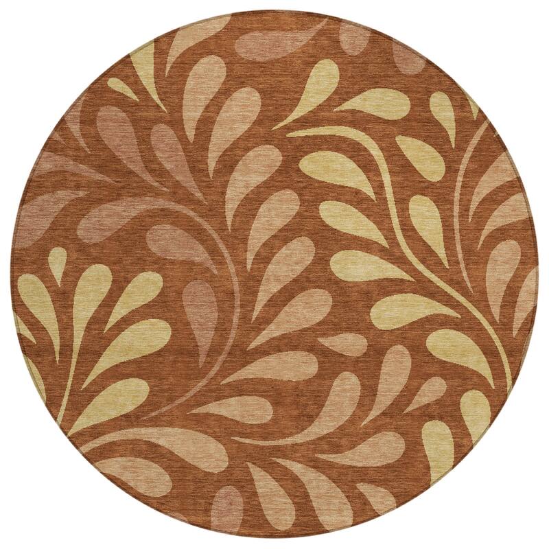 Machine Washable Indoor/ Outdoor Floral Arabesque Chantille Rug