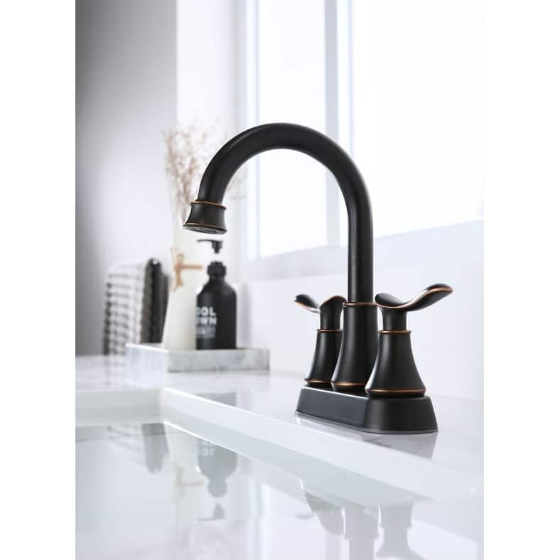 2 4" Bathroom Faucets with Pop-Up Drain and Water Hose - Black