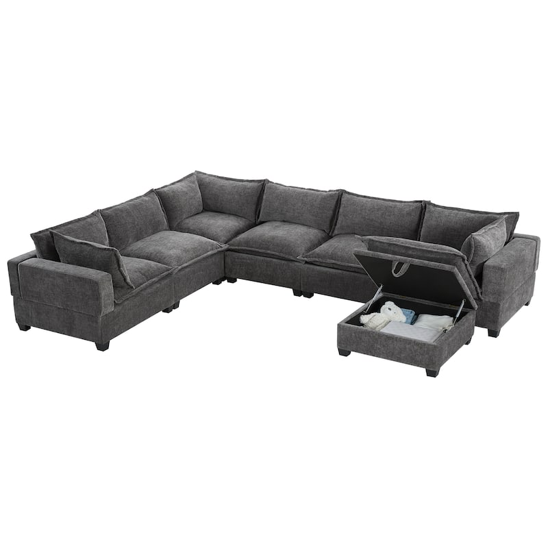 Modular Sectional Sofa with Movable Storage Ottoman by Harper&Bright Designs