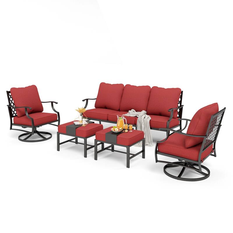 MAISON ARTS 4/5-Piece Patio Conversation Sets, Sofa Set with 2 xSingle Sofa Chairs, 1 x 3-seater Sofa and Coffee Table/Ottomans