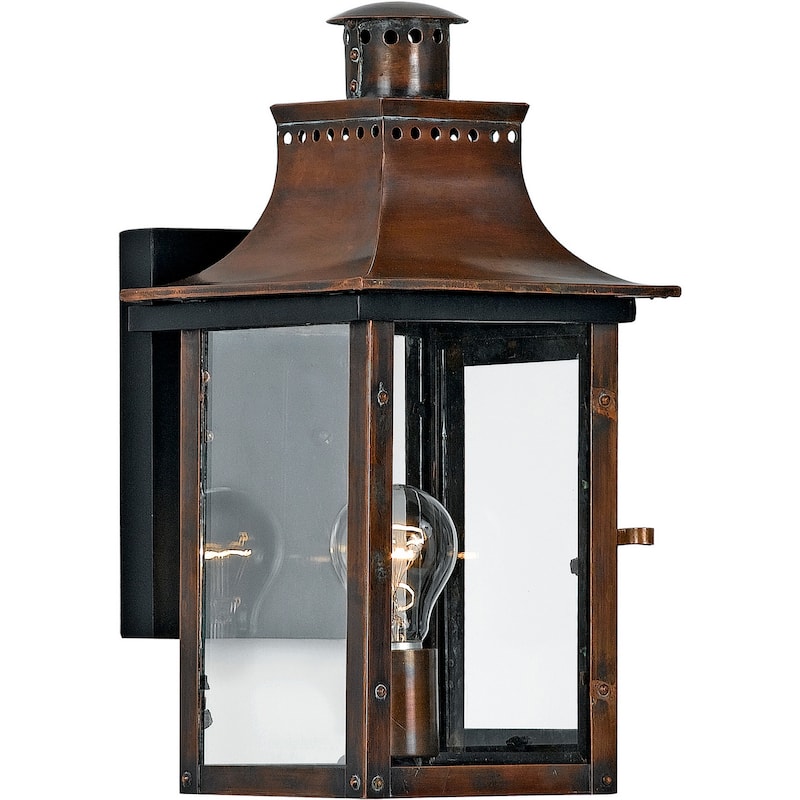 Chalmers 1-Light Outdoor Wall Lantern in Aged Copper - Aged Copper