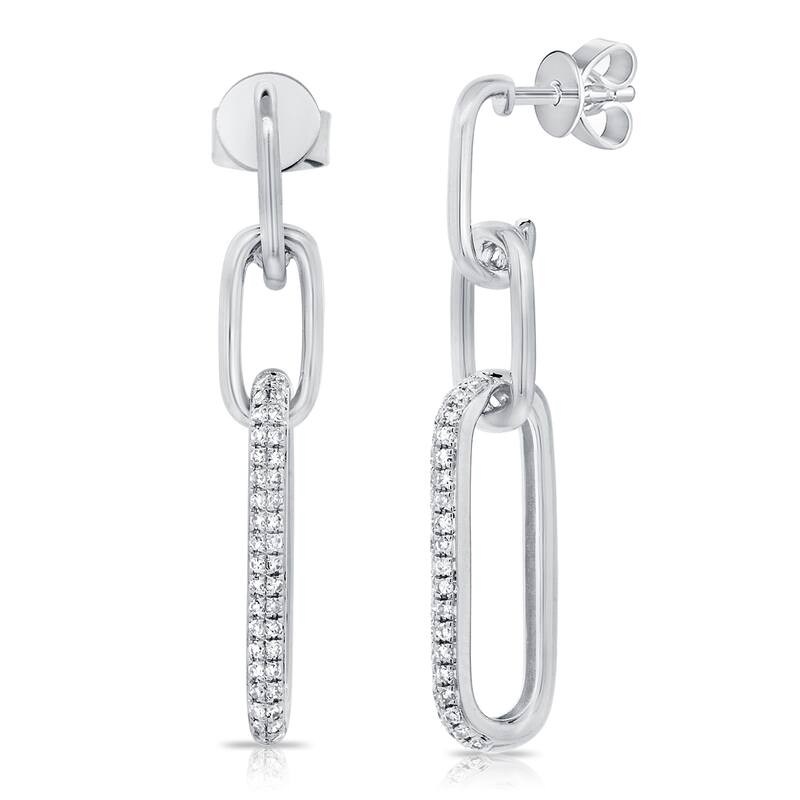 Joelle Collection 1/3 cttw. Diamond Pave Link Stud Dangle Earrings 14K Gold