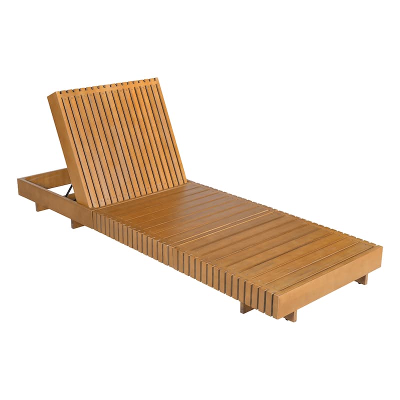 Christopher Knight Home - Gimmie Lounge Chaise Set Solid Acacia Wood with Waterproof Cushion & Adjustable Backrest