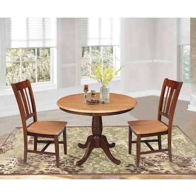 36" Round Top Pedestal Dining Table with 2 San Remo Chairs - 3 Piece Set