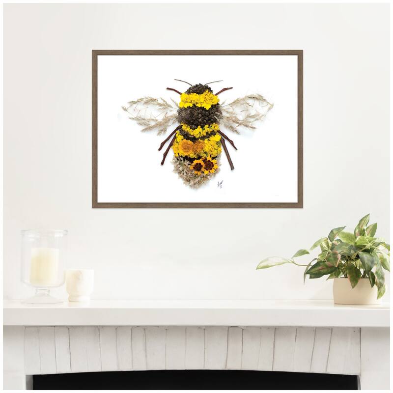 Kate and Laurel Bumble Bee by Madeline Jeppesen Framed Canvas Wall Art Print