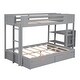 preview thumbnail 16 of 14, Pine Wood Twin over Full Bunk Bed with Shelves, Desk and Drawers